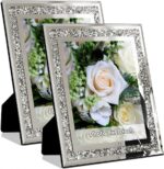 Crushed Diamond Wedding Mirror Photo Frame, Crystal Silver Glass Picture Frame F... - Image 2