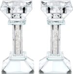Crystal Candle Holders Set of 2-5.3" Tall Crystal Candlestick Holders - Ultra El... - Image 2
