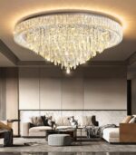 Crystal Chandeliers Modern LED Dimmable Flush Mount Ceiling Chandeliers for Livi... - Image 2