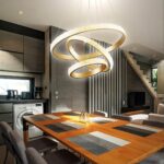 Crystal Modern Chandelier for Dining Room Light Fixture Gold 3 Rings Led Chandel... - Image 2