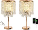 Crystal Table Lamps Set of 2, Gold Lamps for nightstand with 2 USB Charging Port... - Image 2