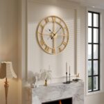 Cuspin 24 Inch Large Wall Clock, Gold Clocks for Living Room Decor, Silent Non T... - Image 2
