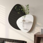 Cuspin 3D Textured Black and White Wall Art with Vase and Shelf, Minimalist Abst... - Image 2