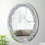 DMDFIRST Crystal Crushed Diamond Oval Shaped Silver Mirror Glam Bling for Wall D... - Image 2