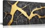 DNIEOTU Abstract Wall Art for Living Room, Black and Gold Hand-Painted Canvas Wa... - Image 2