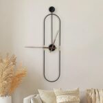 DRELIFAM Modern Oval Wall Clock Large Wall Clock with Walnut Pointers for Living... - Image 2