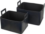 Deco 79 Leather Handmade Decorative and Functional Storage Basket Basket Organiz... - Image 2