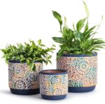 DeeCoo 3 Piece Ceramic Plant pots Indoor Pots Set with Drainage Holes, 5.7/4.7/3... - Image 2