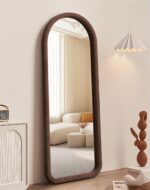 Delma Arched Full Length Mirror, Free Standing Floor Velvet Finish Frame Mirror ... - Image 2