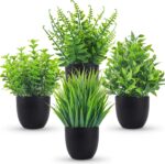 Der Rose Fake Plants 4 Packs Artificial Plants Small Faux Plants Black Bathroom ... - Image 2