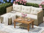 Devoko Wicker Patio Furniture Set, 3 Pieces Outdoor Sofa with Tufted Pillow,PE R... - Image 2