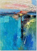 Diathou Art Hand-painted blue Abstract Art Oil painting Modern abstract style ar... - Image 2