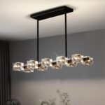 Dining Room Light Fixture,Modern Crystal Chandeleirs Semi Flush Mount Ceiling Li... - Image 2