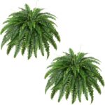Dkaltm Artificial Boston Fern Bush- Set of 2 Large Artificial Ferns for Outdoors... - Image 2