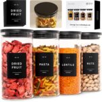 EDELHAUS Glass Storage Containers with Black Lids [4x40oz] Extra Thick Glas with... - Image 2