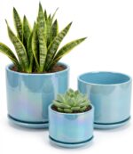 EFISPSS Ceramic Planter 4+5+6 Inch Ceramic Flower pots for Indoor Plants with Dr... - Image 2