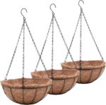 EIMQUVW Metal Hanging Planters Basket Set of 3 Hanging Flower Pots 12 Inch Chain... - Image 2