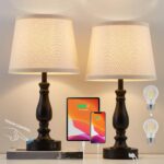 EJIAXIN Lamps for Bedroom Set of 2,Touch Bedside Table Lamp with USB C+A Ports,D... - Image 2