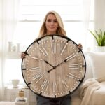 EMAX HOME 30 Inch Extra Large Wall Clock - Farmhouse Rustic Wood & Metal Design ... - Image 2