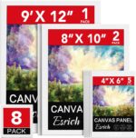 ESRICH Canvases for Painting 8Pack Painting Canvas with 9x12,8x10,4x6,Canvas Pan... - Image 2