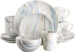 Elama Fine Marble 16 Piece Porcelain Dinnerware Set, Tableware Set, Everyday Din... - Image 2
