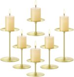 Elsjoy Set of 6 Gold Pillar Candle Holders, Metal Pillar Candle Stand Modern Can... - Image 2