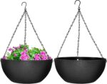 Enenes Large Hanging Planters 2 Pack 13 Inch Plastic Plant Pots with Drainage Ho... - Image 2