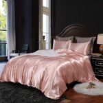 Erosebridal Hotel Pink Duvet Cover Queen Silk Like Satin Bedding Set Summer Reve... - Image 2