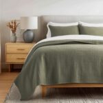 EverGrace 100% Cotton Quilt King Size, Pre-Washed Modern Grid Stitch Lightweight... - Image 2