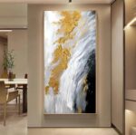 Extra Large Textued Black and White Abstract Wall Art for Entryway,Hand Painted ... - Image 2