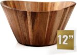 Extra Large Wooden Salad Bowl - Acacia 12” Multi-Purpose Wood Bowls - Decorative... - Image 2