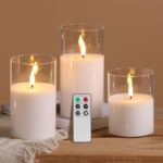 Eywamage Clear Glass Flameless Candles with Remote Timer, Flickering Battery LED... - Image 2