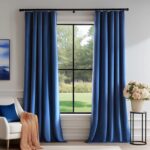 FMFUNCTEX Velvet Blackout Curtains Navy Blue Thermal Insulated Curtains for Bedr... - Image 2