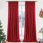 FRAMICS Velvet Curtains for Living Room, Blackout Curtains 84 inch Long, Red Foi... - Image 2