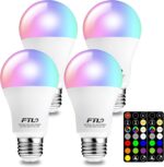 FTL Color Changing Light Bulb with Remote Control, A19 E26 Dimmable RGB LED Colo... - Image 2