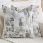 FUTEI Pack of 2 Faux Cashmere Jacquard Throw Pillow Covers 20x20 Inch Soft Marbl... - Image 2