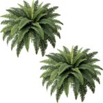 Fake Ferns - Set of 2 Faux Boston Ferns Large Artificial Plants, 40 Leaves per B... - Image 2