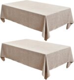 Fitable Nature Faux Linen Tablecloths Rectangle 60 x 84 Inch - 2 Pack Neutral Ta... - Image 2