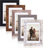 Fixwal 4x6 Picture Frames Set of 5, Vintage Multicolour Photo Frames with Temper... - Image 2