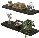 Fixwal Black Floating Shelves for Wall, 22" Long Wall Mounted Rustic Wood Shelve... - Image 2