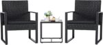 Flamaker 3 Pieces Outdoor Patio Wicker Furniture Set, Modern Rattan Chair Conver... - Image 2