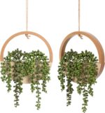 Floweroyal 2pcs Artificial Succulents Hanging Plants 12.2'' Fake String of Pearl... - Image 2