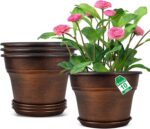 Fodetyff 10 Inch Planters Plant Pots Indoor Outdoor, 4 Pack Plastic Flower Pot f... - Image 2