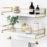 Forbena Floating Bathroom Shelves Wall Mounted, Aesthetic White and Gold Shelves... - Image 2