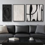 Framed Black and White Abstract Wall Art Set, 3 Piece Canvas Prints Paintings Ar... - Image 2