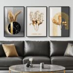 Framed Black and White Modern Luxury Wall Art, 3 Pieces Large Contemporary Print... - Image 2
