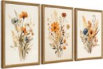 Framed Vintage Wildflower Canvas Wall Art Set of 3 Floral Country Farmhouse Wate... - Image 2