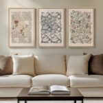 Framed William Morris Canvas Wall Art for Living Room, Set of 3 Large Neutral Fl... - Image 2