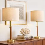 G-SAFAVA 22" Wood Table Lamps Mid Century Modern Lamp for Bedroom Living Room Be... - Image 2