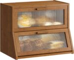 GHWIE Double Layer Bamboo Bread Box for Kitchen Counter,Large Capacity Bread Sto... - Image 2